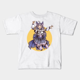 Anime Cat Girl Jumping Kids T-Shirt